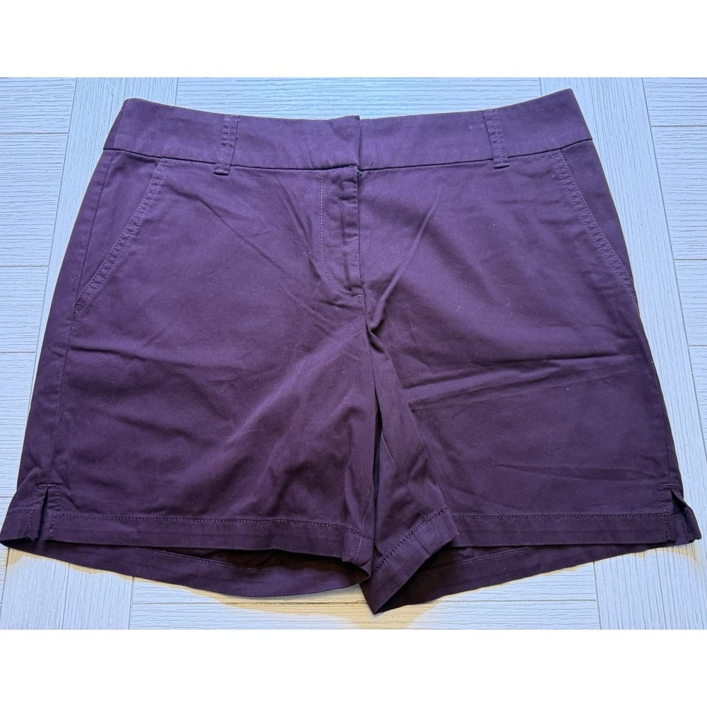 Ann Taylor Loft NWT 6" Burgundy Eggplant Colored Shorts Flat Front Sz 8 MSRP $40